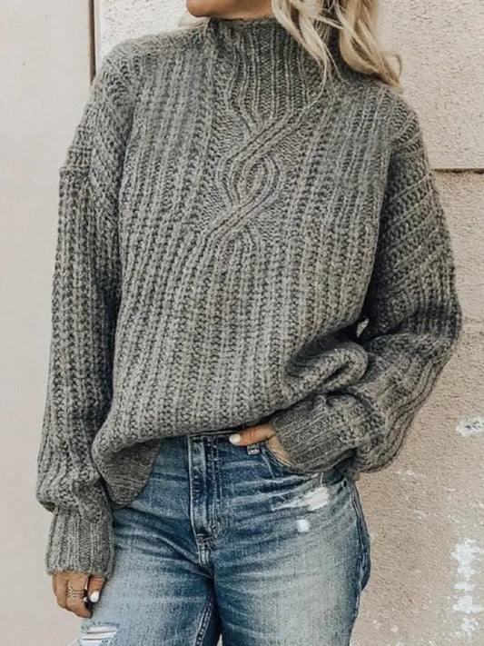 Women Long Sleeve Turtleneck Cotton-blend Sweaters adawholesale