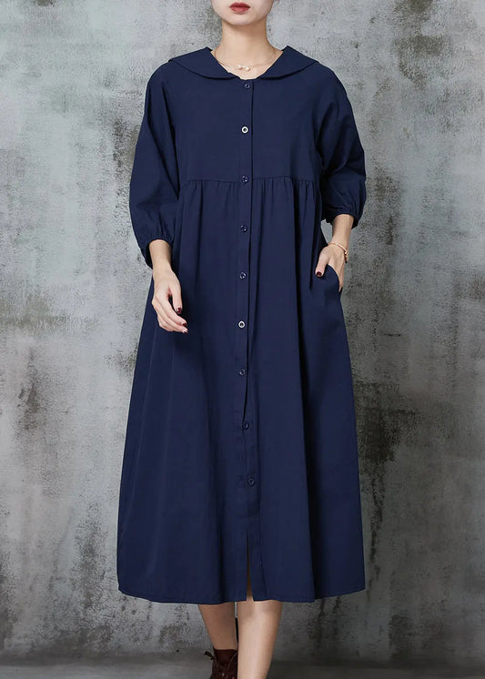 Women Navy Oversized Cotton Maxi Dresses Summer JK1007 Ada Fashion