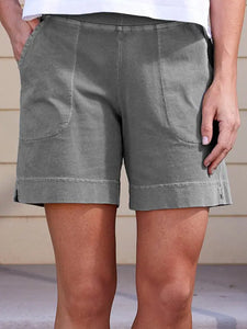 Women Pockets Elastic Band Casual Summer Shorts AD276 adawholesale