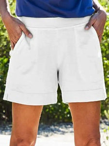 Women Pockets Elastic Band Casual Summer Shorts AD276 adawholesale