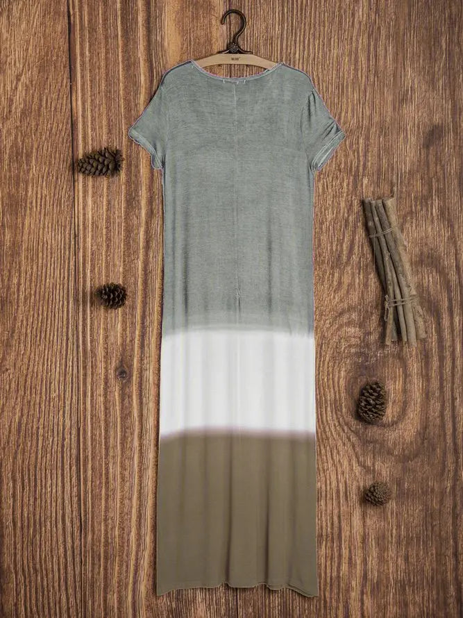 Women Short Sleeve Striped V Neck Causal Line Dresses adawholesale