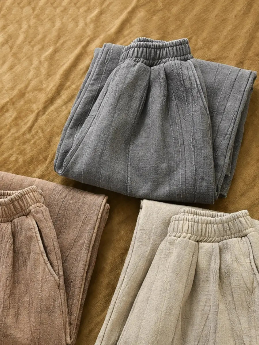 Women Vintage Winter Tie-dye Fleece-lined Harem Pants Ada Fashion