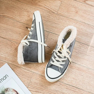 Womens Canvas Snow Sneakers Fur Lined Shoes AD209 adawholesale