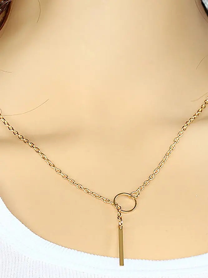 Womens Simple Alloy Ring Necklace AD647 adawholesale