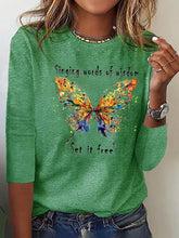 Load image into Gallery viewer, Butterfly Long sleeve Loose Casual T-Shirt MMq22
