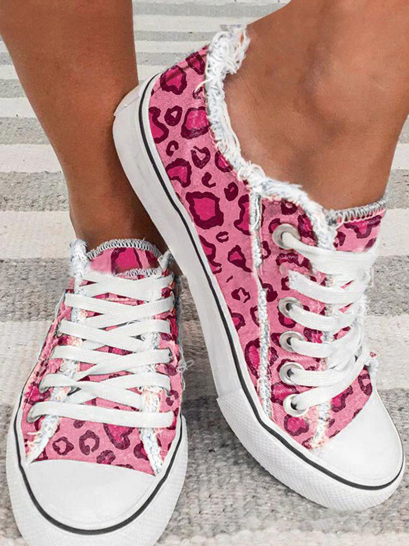 Lightweight Pink Leopard Canvas Shoes CN48