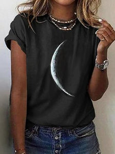Star Printed Casual Short Sleeve Crew Neck Casual T-shirt AD853