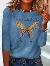 Load image into Gallery viewer, Butterfly Long sleeve Loose Casual T-Shirt MMq22
