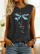 Load image into Gallery viewer, Sleeveless Dragonfly Crew Neck Shirt &amp; Top QAE6
