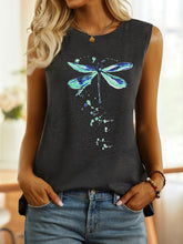 Load image into Gallery viewer, Sleeveless Dragonfly Crew Neck Shirt &amp; Top QAE6
