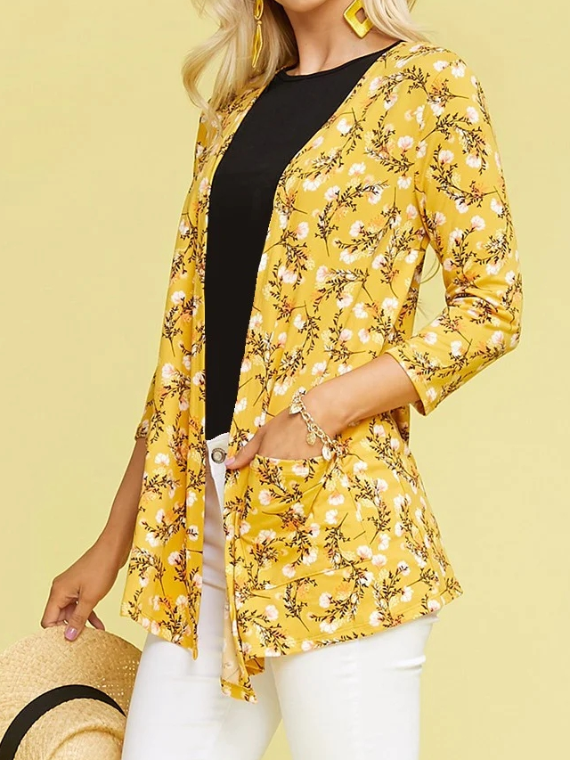 Loose Casual V Neck Floral Other Coat OY82