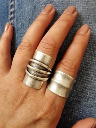 Vintage Silver Distressed Line Pattern Ring Ethnic Jewelry MMi9
