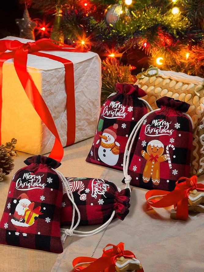 Christmas Canvas Bag Drawstring Storage Bag Candy Gift Bag PJ28