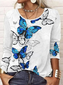 Casual Crew Neck Butterfly T-Shirt 2023 QAL57