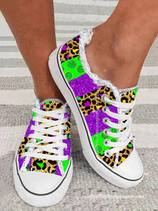 Mardi Gras Color Block Graphic Lace-Up Canvas Shoes CN106