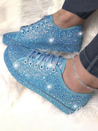 Glitter Sparkling Personalized Casual Flat Sneakers AD570