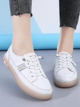Load image into Gallery viewer, Solid Color Cowhide Letter Printing Casual Set of Feet Flat Sneakers CN79
