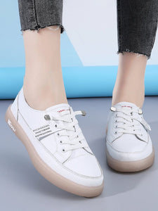 Solid Color Cowhide Letter Printing Casual Set of Feet Flat Sneakers CN79