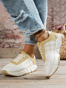 Color Block Paneled Lace-Up Casual Sneakers CN111