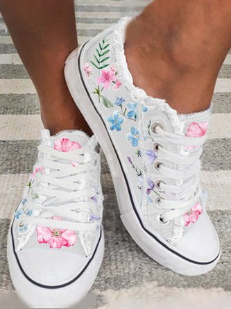 Fashion Floral Ultralight Breathable Sports Canvas Shoes AH117
