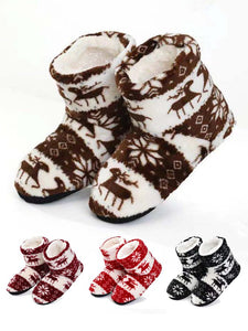 Women's Christmas Non-Slip Printing Warm Home Flat Heel Boots PJ60