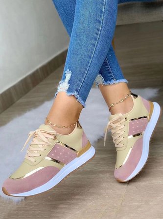 Women&#x27;s Color Block Casual Lace-Up Sneakers CN41