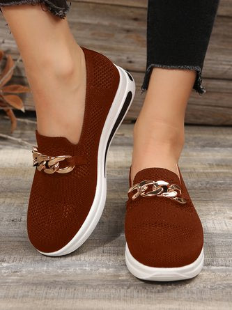 Breathable Metal Decor Slip On Shoes CN33