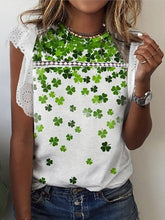Load image into Gallery viewer, Casual Crew Neck Loose Four-Leaf Clover Shirt TE10008

