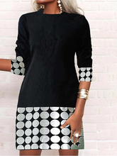 Load image into Gallery viewer, Casual Jersey Crew Neck Polka Dots Dress AD847
