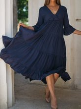 Load image into Gallery viewer, Casual V Neck Plain Dress TE100017
