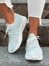 Load image into Gallery viewer, Green Striped Pattern Lace-up Front Running Shoes CN83

