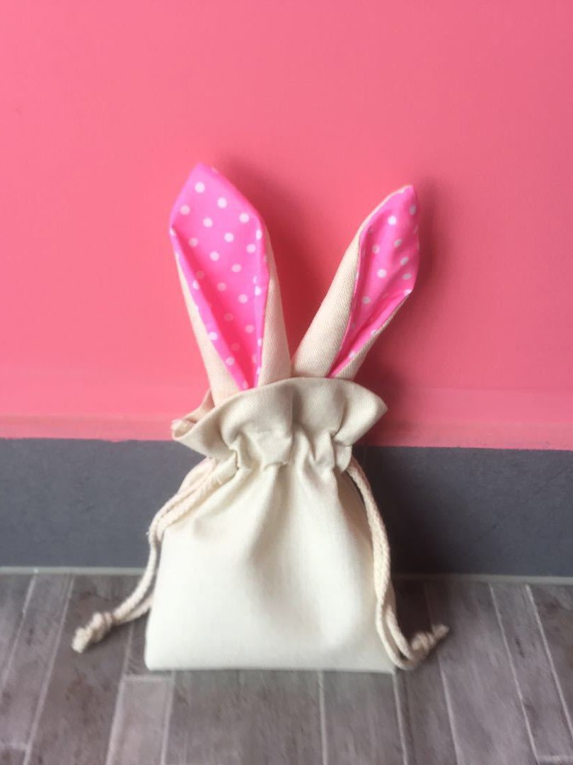 Easter Bunny Ears Canvas Storage Drawstring Bag AA59