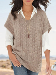 Loose Plain V Neck Casual Sweater ZY170