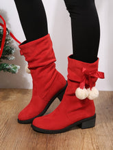 Load image into Gallery viewer, Christmas Pompom Decor Plus Size Faux Suede Slouchy Boots PJ50
