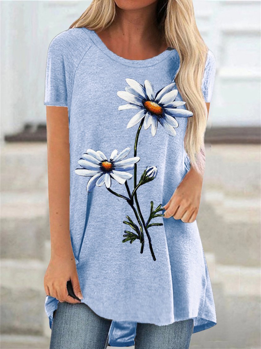 Women's summer Sunflower Print T-shirt top CC54