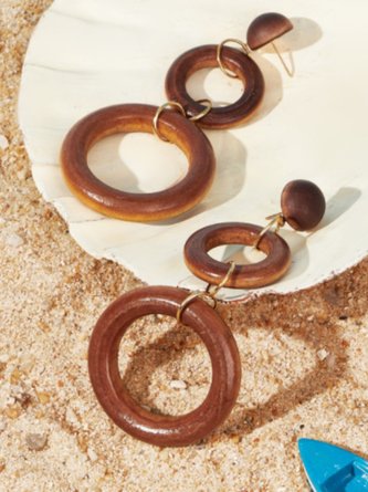 Boho Wooden Geometric Drop Earrings Beach Vacation Jewelry MMi48