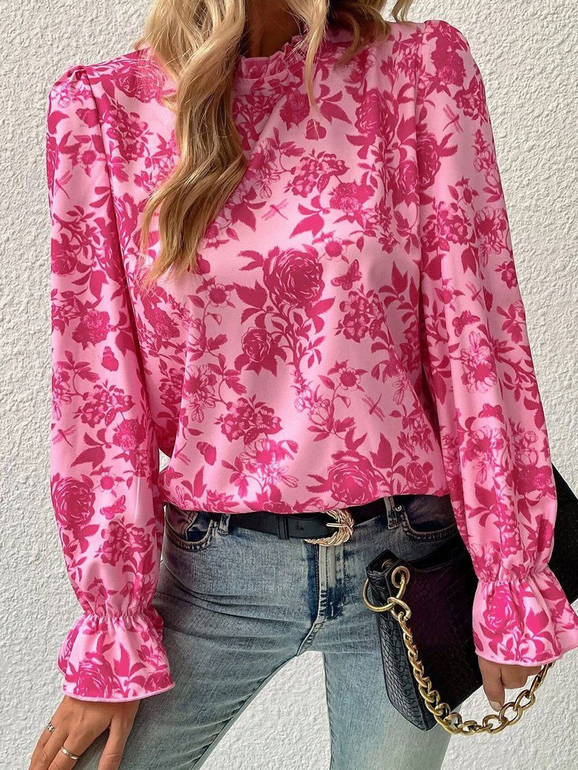Crew Neck Vacation Loose Floral Top AW1001