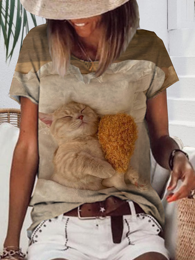 Cats who sleep with fried chicken T-Shirt QMZ20