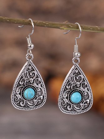 Turquoise Ethnic Pattern Dangle Earrings Casual Vintage Jewelry MMi45