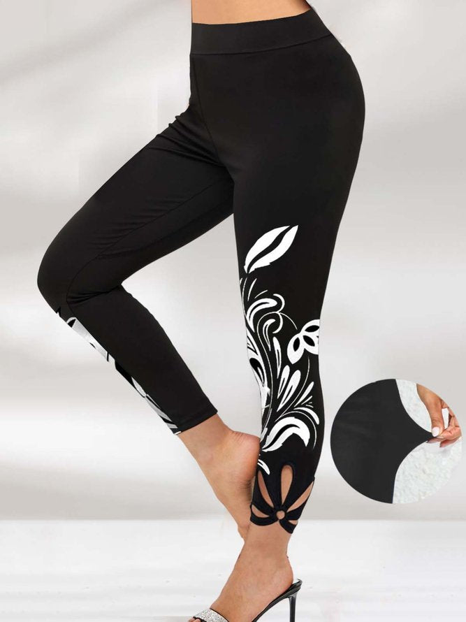 Devore Tight Floral Casual Knitted Leggings PI6