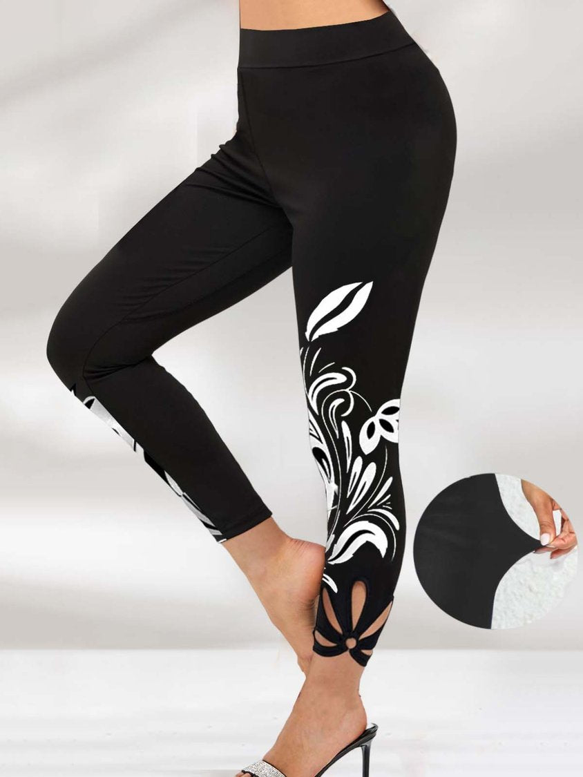 Devore Tight Floral Casual Knitted Leggings BB64