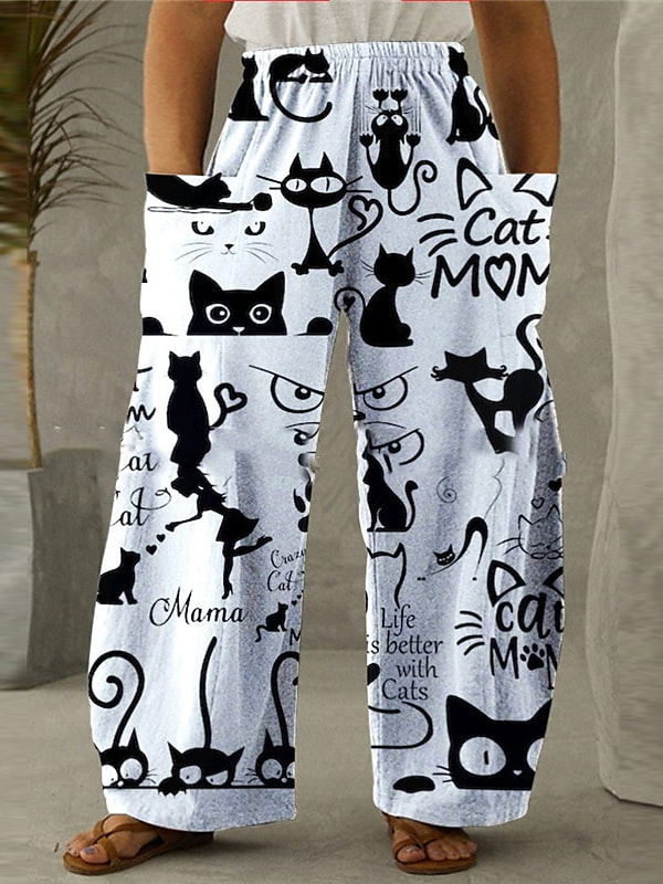 Animal Casual Cotton-Blend Casual Pants ZK122