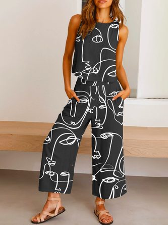 Abstract Printed Casual Two Piece Sets MMt13