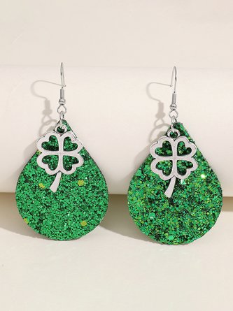 St. Patrick Clover Leather Earrings Holiday Party Jewelry Irish Festival QAG25