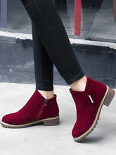 Load image into Gallery viewer, Women British Style Urban Round Toe Comfortable Zip Chunky Heel Low Heel Boots AD665
