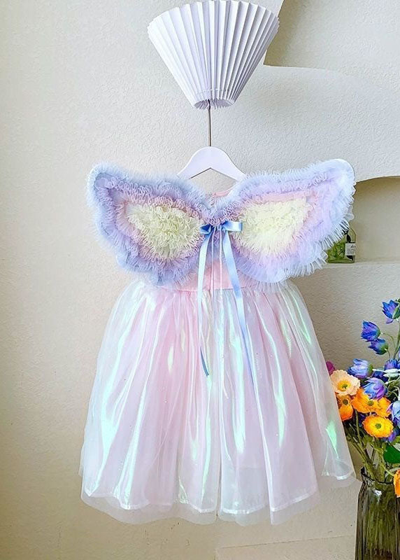 Cute Rainbow Ruffled Patchwork Tulle Baby Girls Dresses Summer GR037