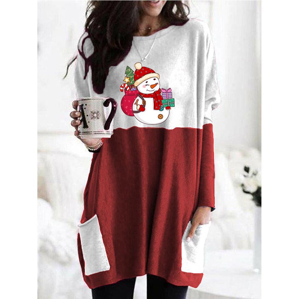 Christmas Printing Long Shirt Dress AD034