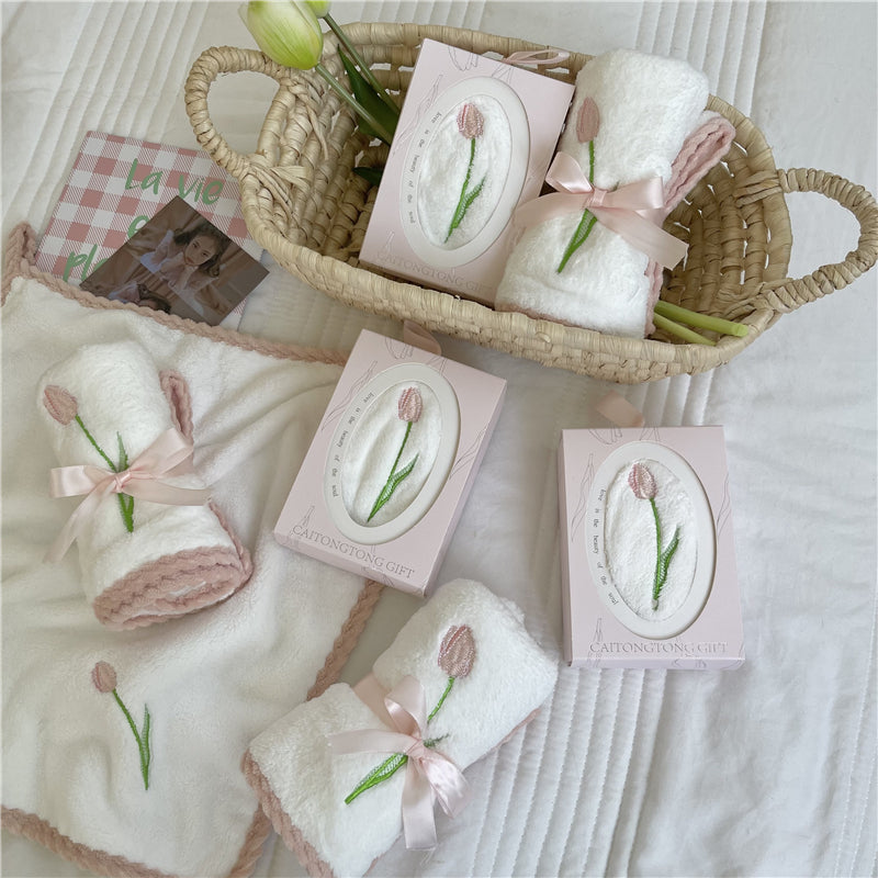 Tulip Embroidery Towel