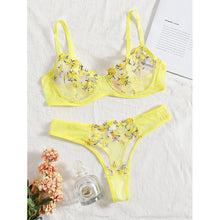 Load image into Gallery viewer, Sweet Yellow Cute Floral Lingerie
