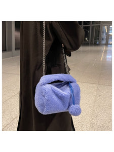 Plush Pure Color Chain Casual Shoulder Bags OT105